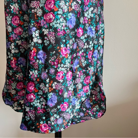 Satin Slip Dress Black‎ Floral Nightgown - Picture 3 of 7